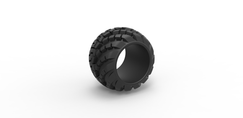 diecast estrada arqueado pneu escala 1 to 10 alfinete 3d print model - Mito3D