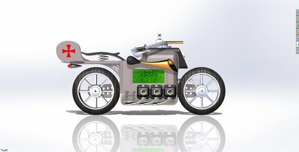 dieselpunk moto digital relógio mesa caso pinshape steampunk display lcd bmw 3d print model - Mito3D