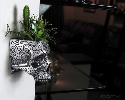 arabesca - wall vase organiser pinshape skull 3d print model - Mito3D