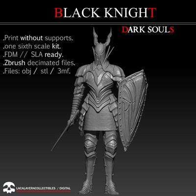 siyah şövalye karanlık ruhlar altıncı ölçek takım iğne şekli karanlık 3d print model - Mito3D