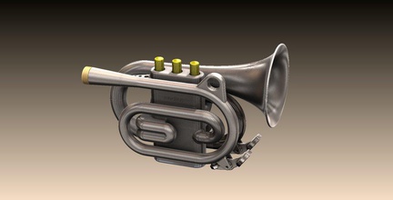 bolso corneta trompete 1 2 tamanho pinshape trombeta 3d print model - Mito3D