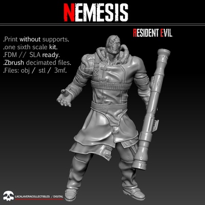 nemesis re3 one sixth scale kit pinshape resident 3d print model - Mito3D