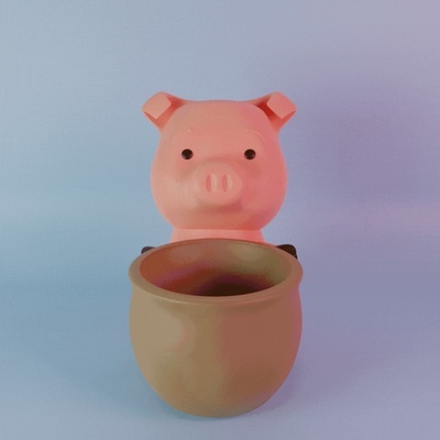 pig planter pinshape pot 3d print model - Mito3D