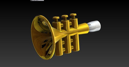 bronze practicer pinshape trombeta bocal instrumento 3d print model - Mito3D
