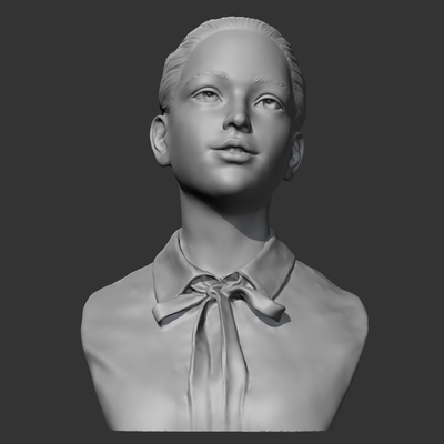 hd niña busto 3d impresión forma alfiler personaje 3d print model - Mito3D