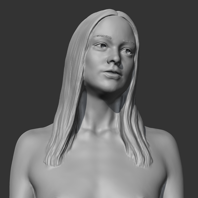 hd niña busto k 3d impresión modelo forma alfiler personaje 3d print model - Mito3D
