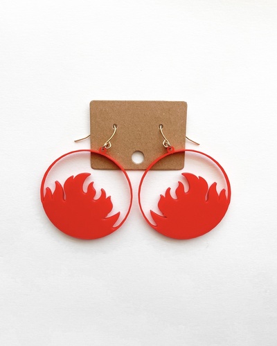 fire flame minimalist earrings trendy cute dangle jewelry pinshape earring 3d print model - Mito3D