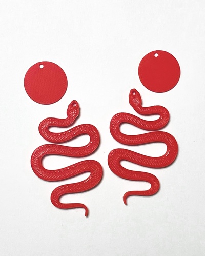 minimalist snake earrings trendy cute dangle jewelry pinshape 3d print model - Mito3D