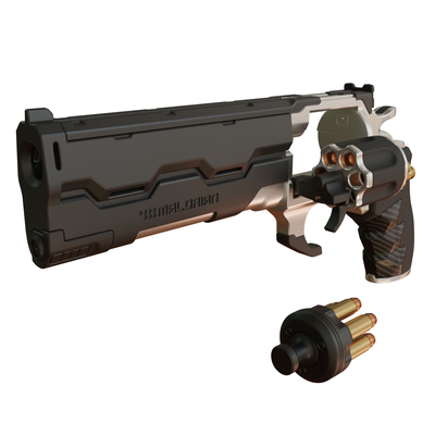 cyberpunk 2077 malorien ouverture réplique forme d'épingle revolver 3d print model - Mito3D