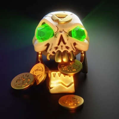 mar of ladrões ouro acumulador crânio alfinete sea thieves 3d print model - Mito3D