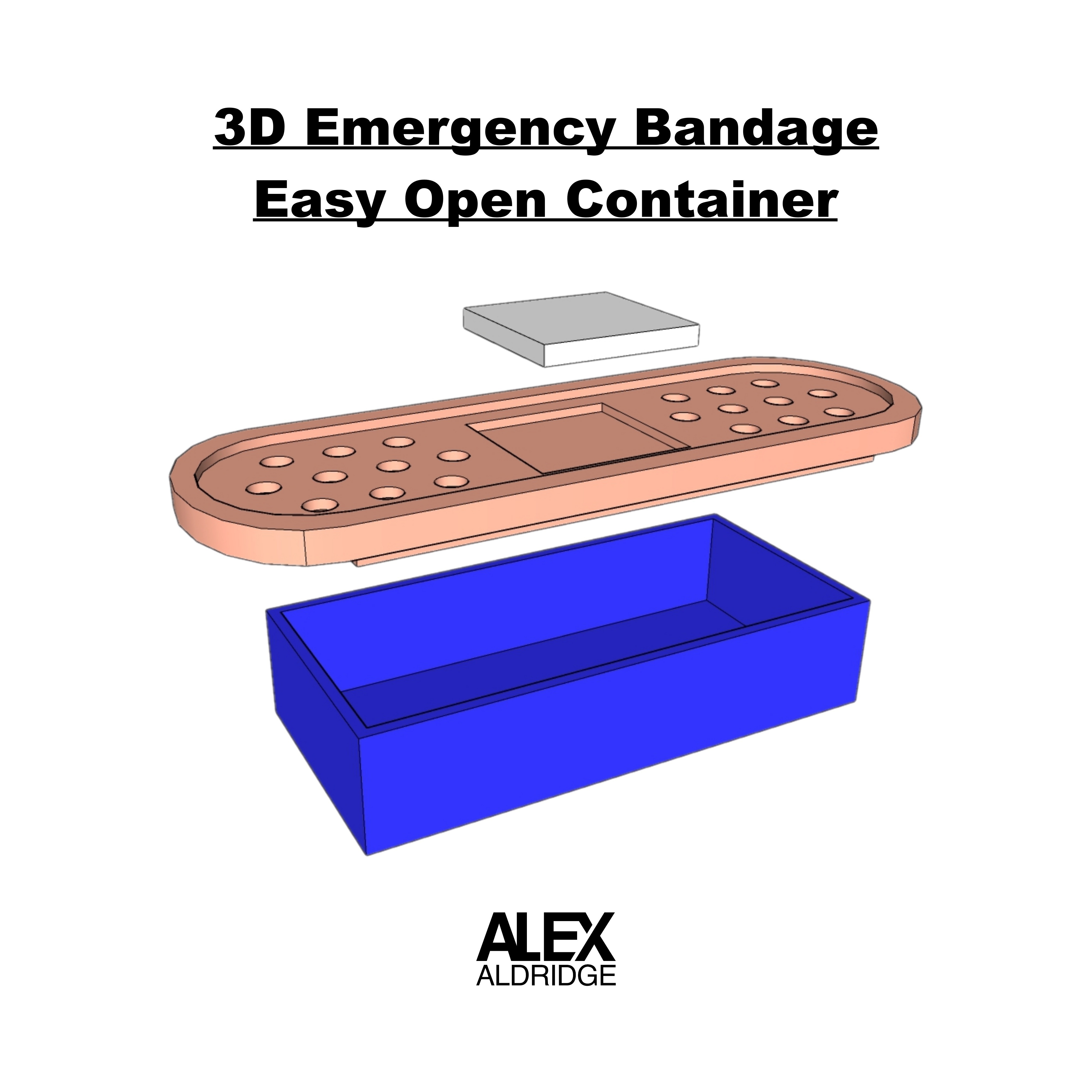 3d emergenza bendare facile aperto conservazione contenitore forma spillo 3D print model - Mito3D