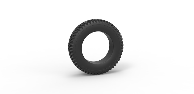moulé pression militaire pneu 4 échelle 1 to 10 forme d'épingle 3d print model - Mito3D
