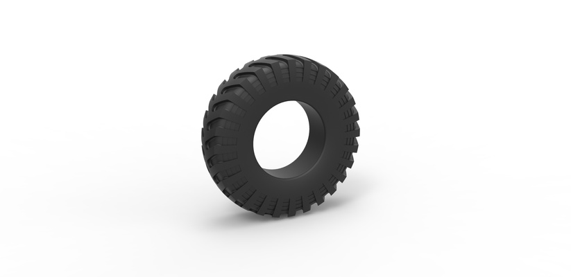 diecast military truck tire 4 scale 1 to 10 pinshape 3d print model - Mito3D