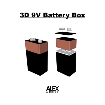 3d 9v batería caja organizador forma alfiler battery 3d print model - Mito3D