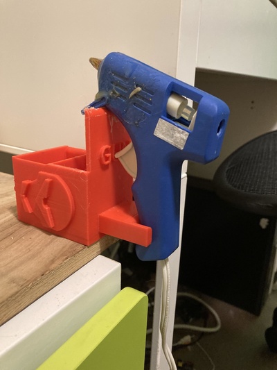 quente cola arma fogo suporte alfinete glue gun 3d print model - Mito3D