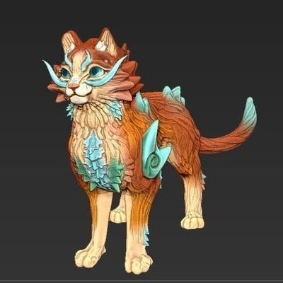 çince ejderha kedi iğne şekli hayvanlar 3d print model - Mito3D
