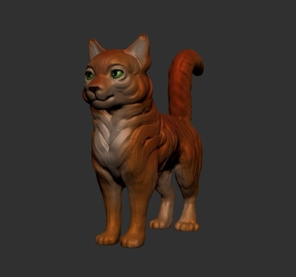 long haired chat forme d'épingle animaux 3d print model - Mito3D