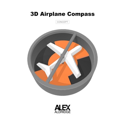 3d airplane compass concept pinshape 3d print model - Mito3D
