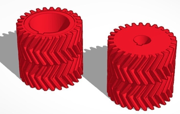 mini torno doble helicoidal engranajes forma alfiler 3d print model - Mito3D