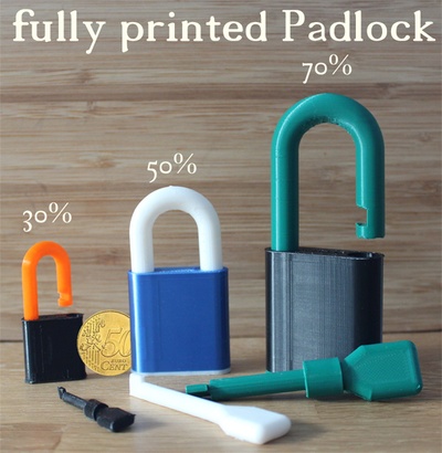 simple padlock 100 printed pinshape mechanical 3d print model - Mito3D