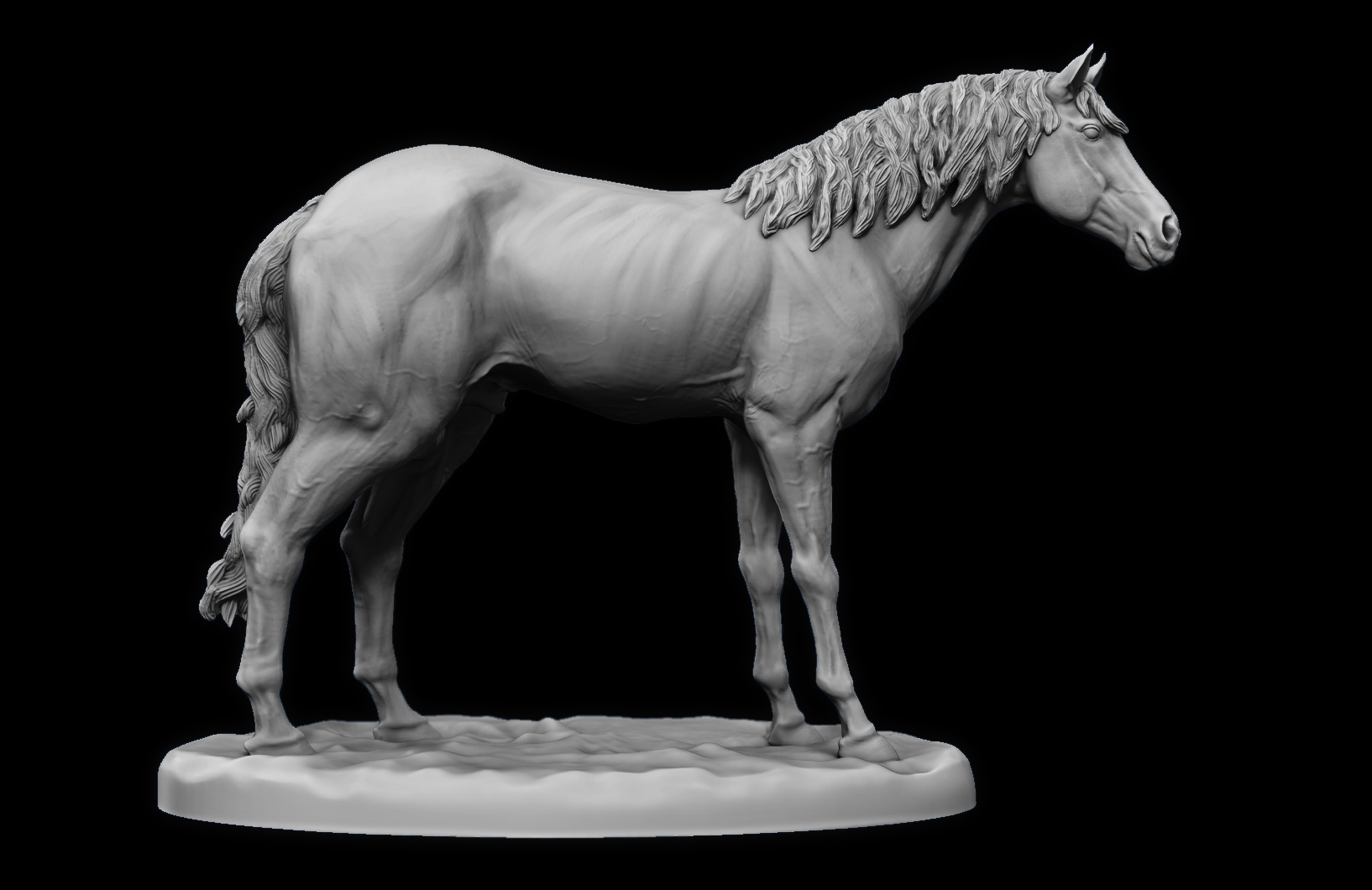 cheval table figure rpg miniature 32mm forme d'épingle 3D print model - Mito3D