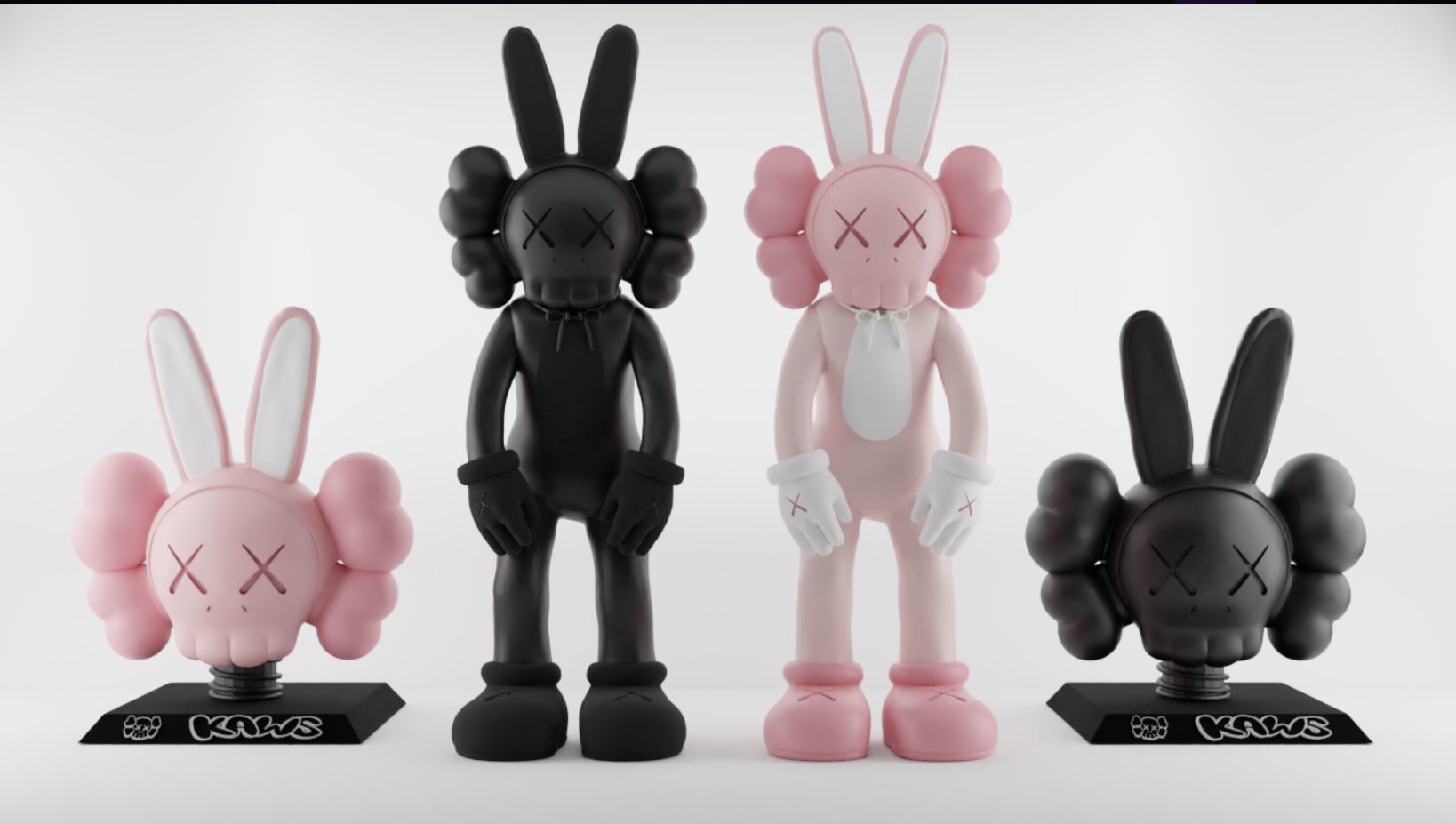 kaws suç ortağı tavşan şekil + kupa iğne şekli 3D print model - Mito3D