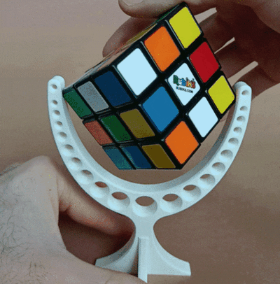 rubik cube fileur supporter titulaire soutien forme d'épingle rubik 3d print model - Mito3D