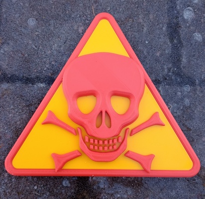 3d warning skull sign pinshape 3d print model - Mito3D