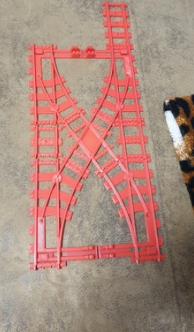 lego train piste double traversée modulaire points forme d'épingle 3d print model - Mito3D