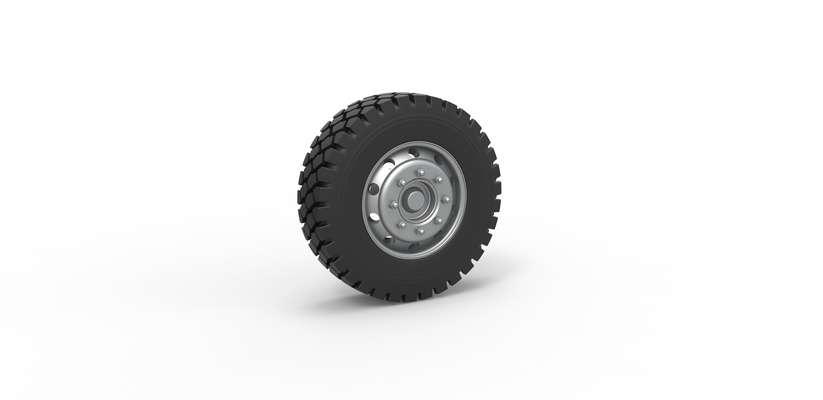 diecast militares caminhão roda escala 1 25 alfinete pneu 3d print model - Mito3D