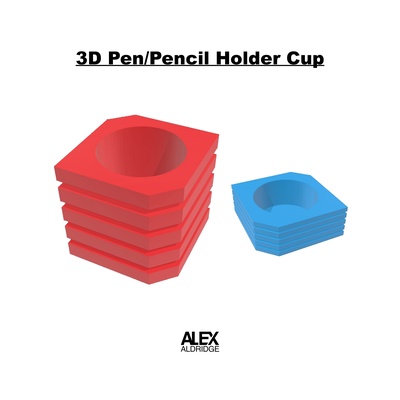 3d caneta lápis suporte organizador copo alfinete pen holder 3d print model - Mito3D