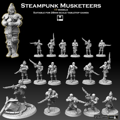 steampunk mosqueteros forma alfiler martillo guerra 3d print model - Mito3D