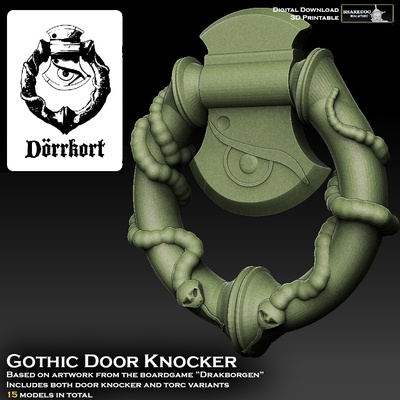 gotisch tür klopfer pinshape kriegshammer 3d print model - Mito3D