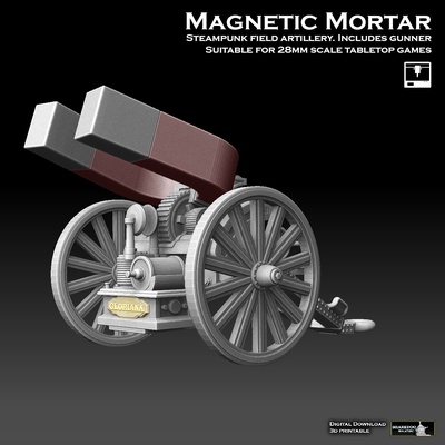 steampunk magnetico mortaio forma spillo warhammer 3d print model - Mito3D