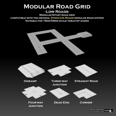 modular carretera cuadrícula carreteras añadir forma alfiler martillo guerra 3d print model - Mito3D