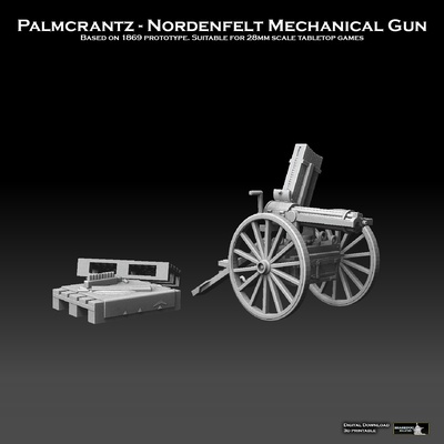 palmcrantz nordenfelt mecánico máquina pistola forma alfiler martillo guerra 3d print model - Mito3D