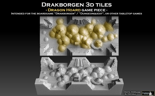 castelo dragão 3d azulejos dragão tesouro escondido alfinete martelo guerra 3d print model - Mito3D