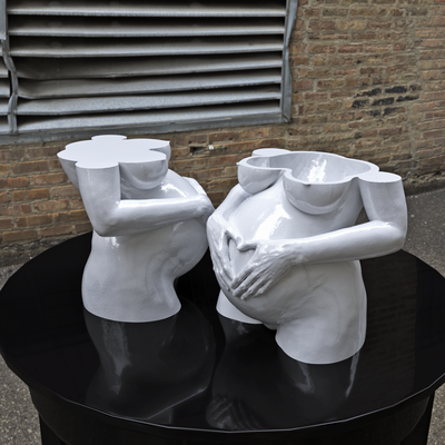 embarazada mujer ollas jardineras forma alfiler escultural florero 3d print model - Mito3D
