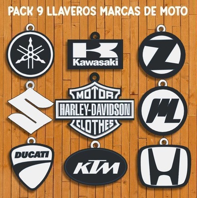 pack de 9 llaveros logos marcas motos pinshape llavero 3d print model - Mito3D