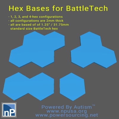 battletech hex bases pinshape base 3d print model - Mito3D