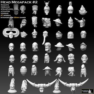 head megapack no 2 pinshape warhammer 3d print model - Mito3D