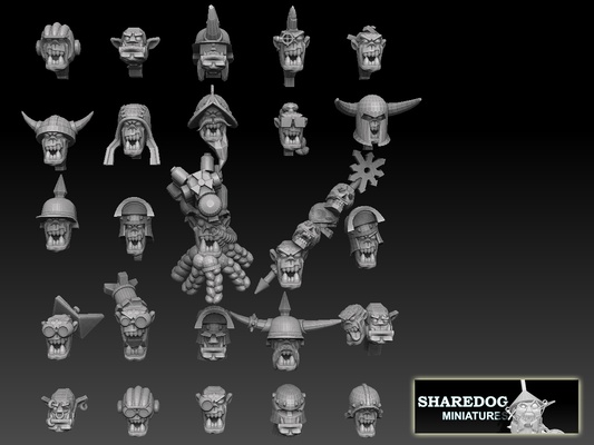 orc heads megapack pinshape sharedog 3d print model - Mito3D