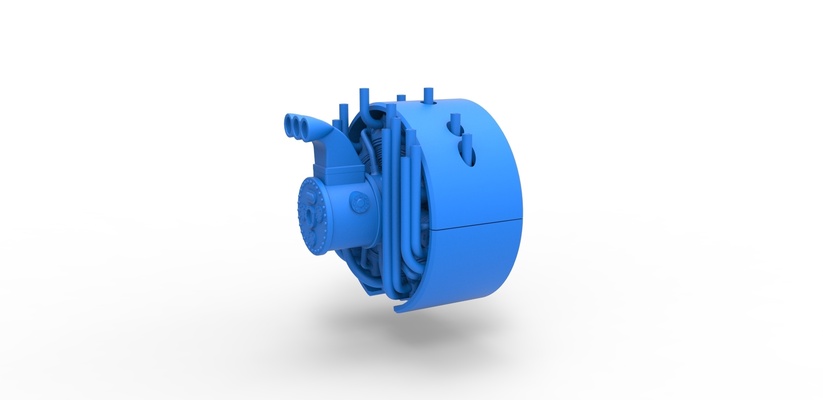 moulé pression radial moteur tirant tracteur échelle 1 to 25 forme d'épingle 3d print model - Mito3D