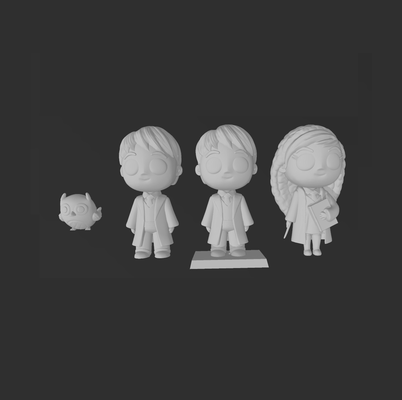 chibis harry alfarero hermione granjero ron weasley eduviges forma alfiler 3d print model - Mito3D