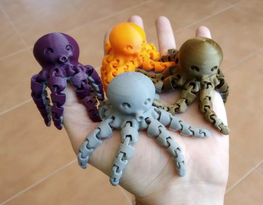 articulated mini octopus pieuvre pinshape 3d print model - Mito3D