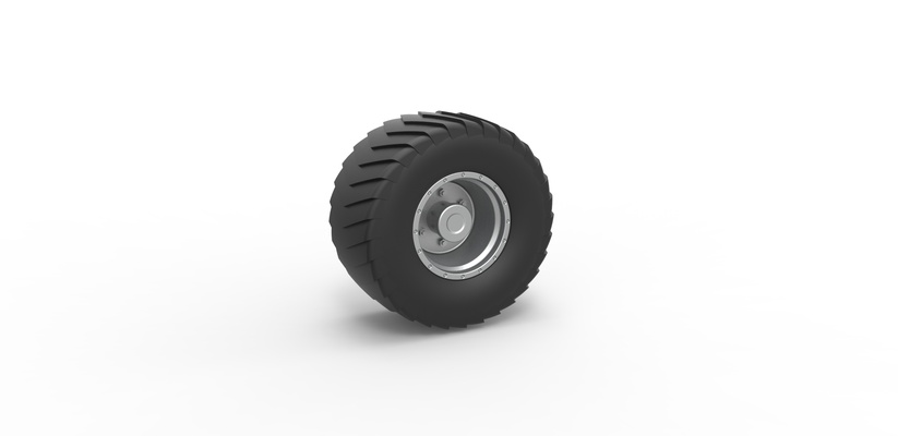 diecast wheel pulling truck 2 scale 1 to 25 pinshape tire 3d print model - Mito3D