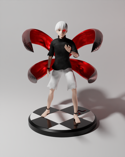 ken kaneki 3d imprimable figure forme d'épingle anime 3d print model - Mito3D