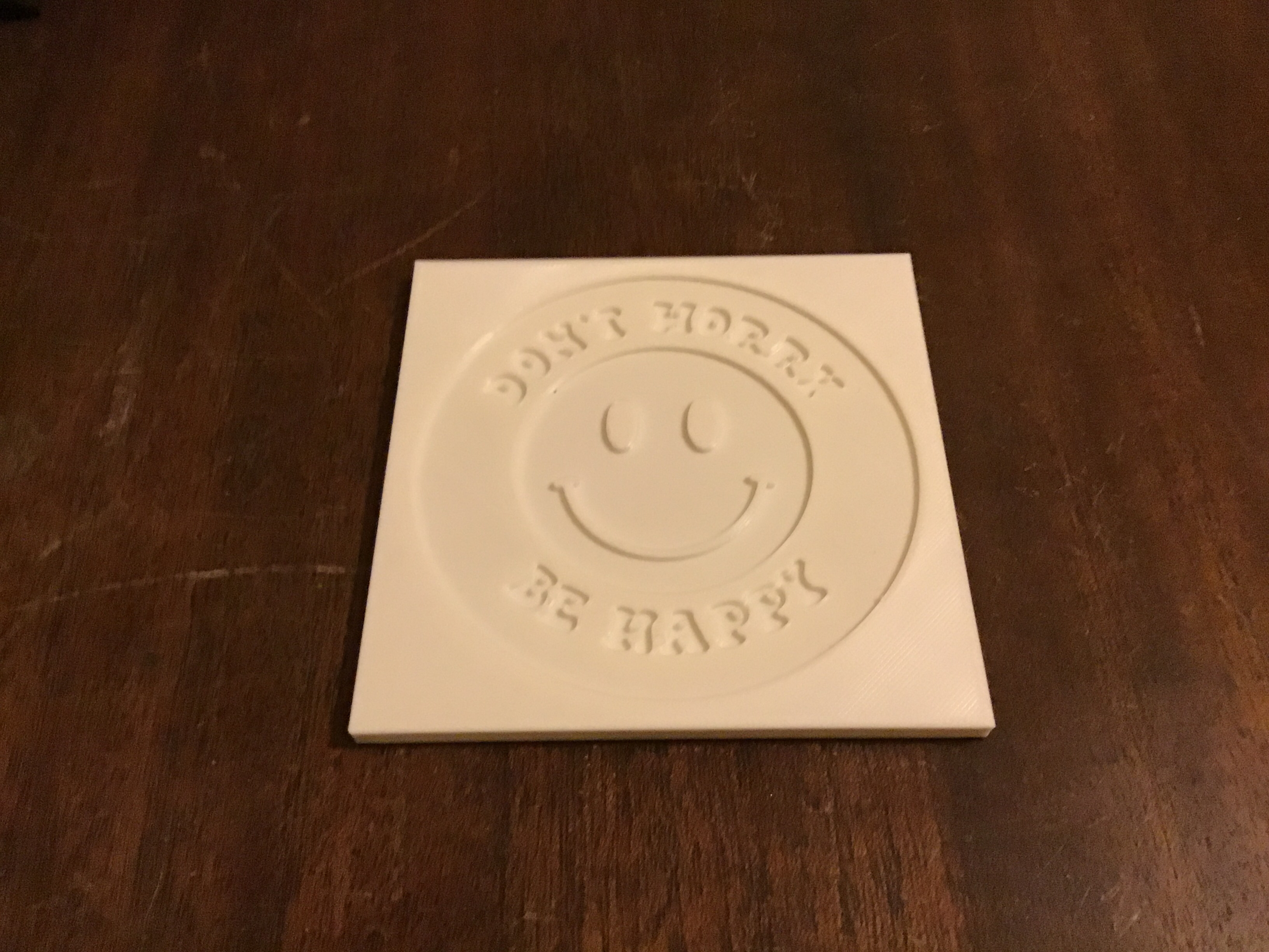 don t worry be happy coaster pinshape 3D print model - Mito3D