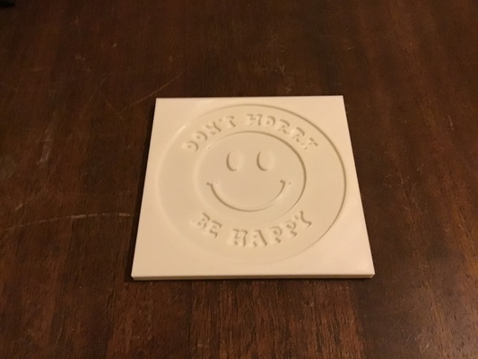 don t worry be happy coaster pinshape 3d print model - Mito3D