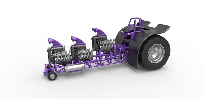 fundido presión tracción tractor 3 motores v8 escala 1 to 25 forma alfiler 3d print model - Mito3D